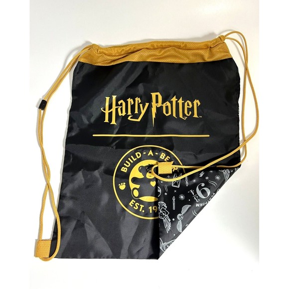 Build-a-Bear Workshop Harry Potter Drawstring Bag Backpack Yellow Black - Picture 2 of 7